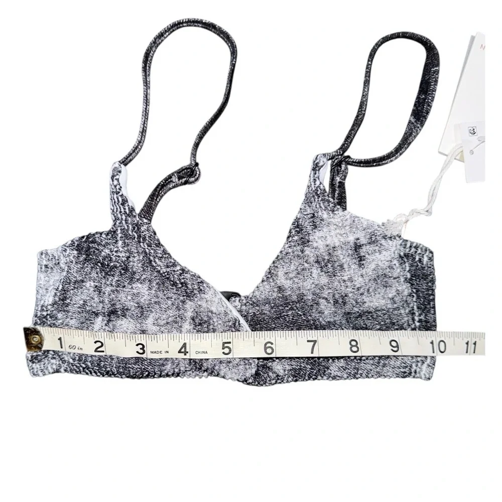 NWT Good American Always Fits Twist Bikini Top Gray Tie Dye Size 0 / XS GSW0522
